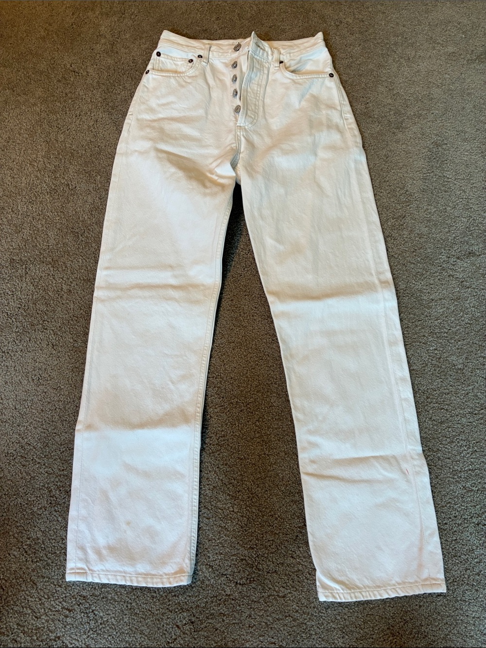 Agolde White High-Rise Straight Jeans
